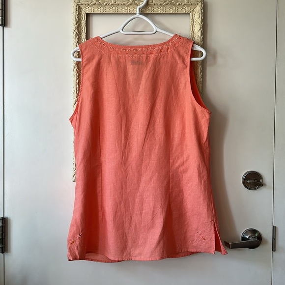 LEMON GRASS | Beaded and Embroidery Pink Sleeveless Linen Cotton Tank Top - Picture 7 of 11